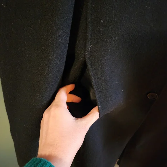 Brooks Brothers Black Wool Trench Coat Size L - Picture 2 of 5